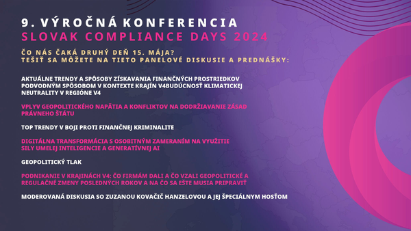 9. výročná konferencia Slovak Compliance Days 2024 | registrácia v texte